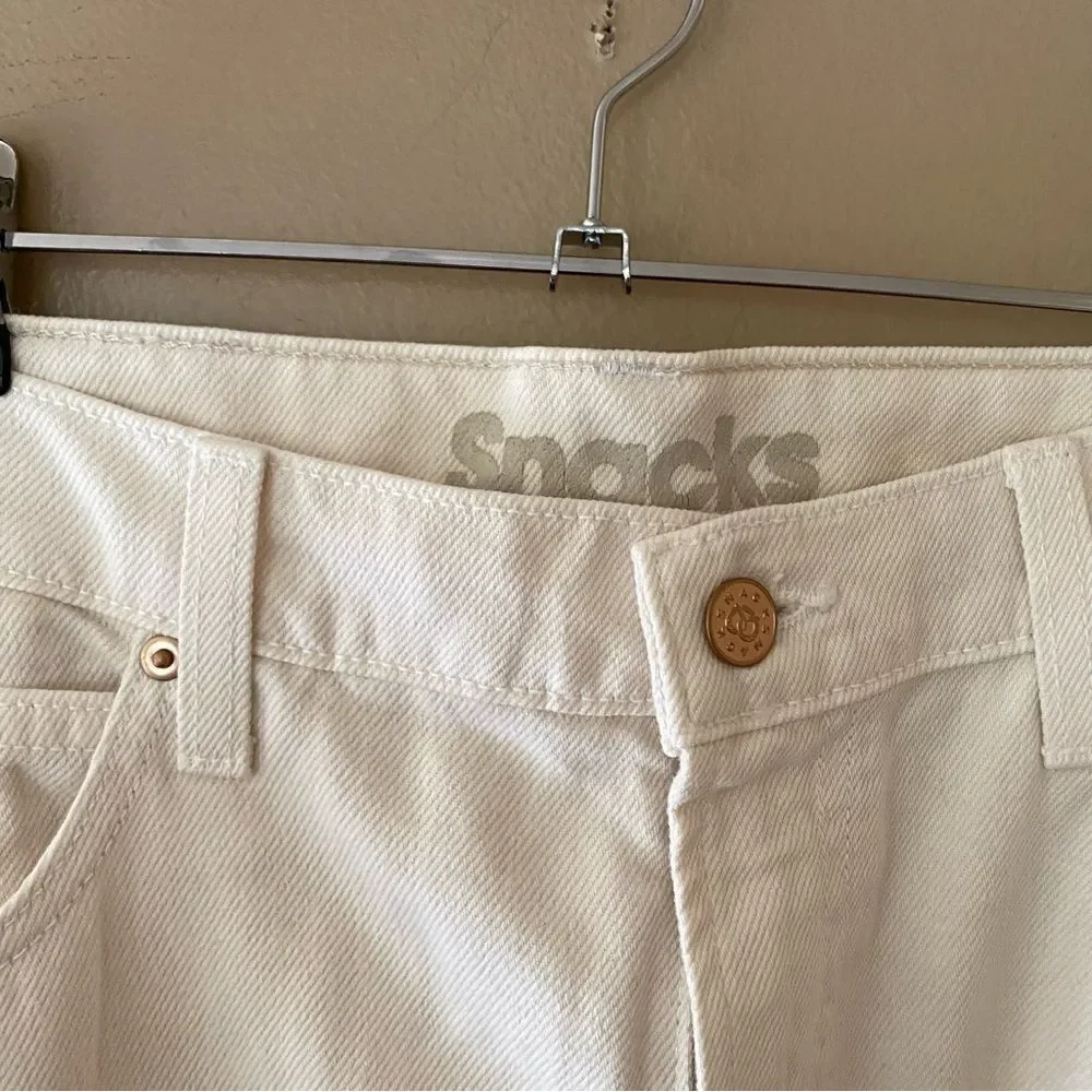 NWT Mother SNACKS! The Fun Dip Cargo Skirt Natural white denim maxi Revolve 29